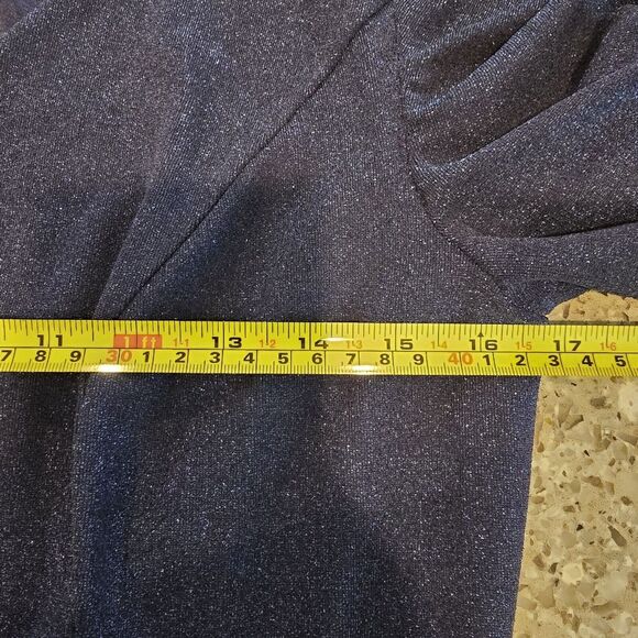 Bridesmay Semi Formal Dress Ruffle Sleeve‎ A Line Swing Metallic V-Neck Blue.A23 - Picture 11 of 13